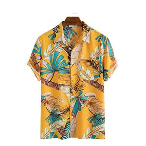 Bañador de algodón y poliéster con estampado de hojas, ropa de baño de manga corta de alta calidad, Estilo Hawaiano - Product Image 3