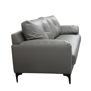 Sofá Esquinero Moderno de Cuero Sintético Gris con Dos Asientos, Respaldo Acolchado y Patas Metálicas Ecológicas para Sala de Estar - Product Image 4