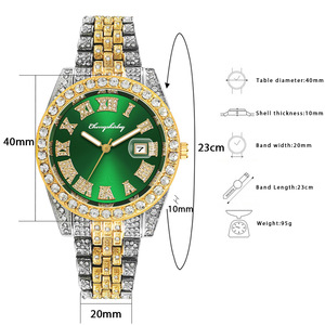 Reloj de Metal para Hombre, Estilo Hip Hop, Dos Tonos, Lujoso, con Esfera Dorada y Detalles Brillantes, Modelo 6073 - Product Image 4