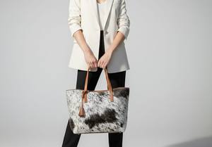 Sac fourre-tout en cuir véritable à poils, style vintage, usage quotidien, sac à bandoulière tendance pour femme, fermeture éclair, couleur unie, shopping LHTB-0116 - Product Image 4