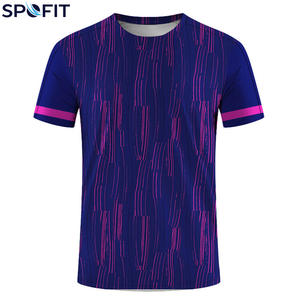 Camiseta Deportiva de Manga Corta para Hombre, Estampado por Sublimación, Secado Rápido, Cuello Redondo, Corte Regular, Azul, Verde, Negro, Patrón Tejido, Poliéster - Product Image 3