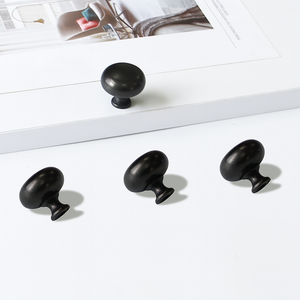 Poignée de meuble ronde en alliage de zinc noir mat, moderne, pour tiroirs de cuisine, salle de bain, commodes, armoires et tables de nuit - Prix de gros - Product Image 1
