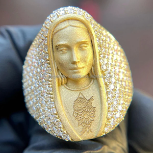 Anillo de Hip Hop de plata 925 personalizado para hombres y mujeres Campeón helado con diamante de moissanita VVS real Idea de regalo de compromiso de boda - Product Image 1