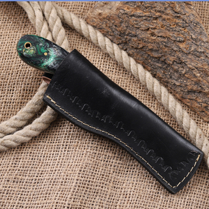 Cuchillo de vaquero de acero 12c27 con acabado ácido, mango de resina de grado industrial, cuchillo de ranchero personalizado OEM, cuchillos EDC para camping - Product Image 5