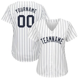 Camiseta de Softbol Personalizada para Mujer, con Rayas Blancas y Azul Marino, Transpirable, que Absorbe la Humedad, Ropa Deportiva de Equipo, Uniformes Deportivos al por Mayor - Product Image 1