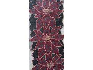 Vintage Glass Beaded Table Runner Poinsettia <b>Retro</b> Christmas Classic Holiday - Product Image 4