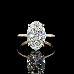 Anillo de compromiso de lujo con diamante ovalado de 5 quilates cultivado en laboratorio, anillo de boda de oro amarillo de 18 quilates, anillo solitario certificado por IGI para mujer - Product Image 1