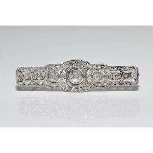 Broche Antiguo Art Deco Chapado en Oro de 14k y Plata 925 con Diamante Cultivado en Laboratorio de 1.40CT Certificado, Regalo para Bodas y Fiestas para Mujeres y Hombres - Product Image 1