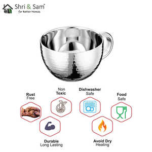 4 PCS Premium Acier Inoxydable Double Paroi Martelé Tasse et Soucoupe Set RD-Dynamic Drinkware - Product Image 3