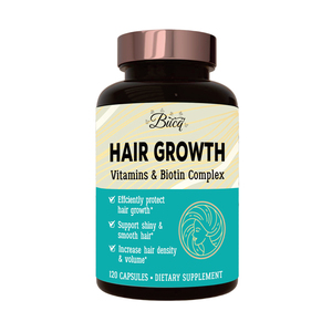 BUCQ Suplemento para el crecimiento del cabello con vitaminas y complejo de biotina para un cabello más grueso y fuerte - Product Image 1
