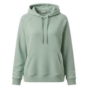 Sudadera con Capucha Verde Claro para Mujer, Color Sólido, Manga Larga, Tejida, Corte Regular, Estilo Casual, Ropa de Otoño - Product Image 1