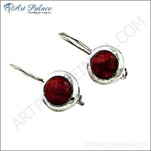 Boucles d'oreilles ethniques vintage Art Palace en argent 925 tibétain avec serti de corail rond, bijoux cadeau pour femme - Product Image 3