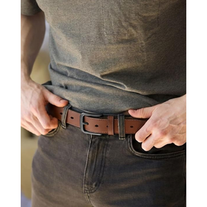 Cinturón de Cuero Genuino para Hombre, Hebilla Cuadrada, Diseño a Cuadros, Hecho en Fábrica de Bangladesh - Product Image 4