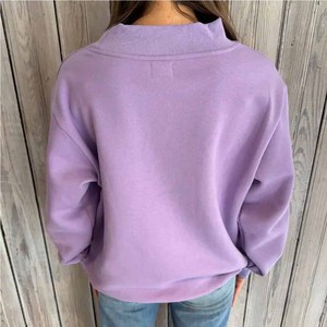 เสื้อสเวตเชิ้ตโอเวอร์ไซส์สีม่วง คอเต่า คอวี ผ้าฝ้ายฟลีซ พิมพ์ลายตัวอักษรเสือ สวมใส่สบายๆ สำหรับฤดูใบไม้ร่วง - Product Image 2