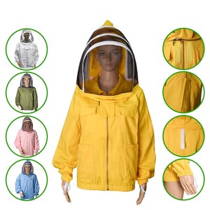 Chaqueta Protectora de Apicultura con Velo de Malla Desmontable, Transpirable, Ajuste Holgado, Mangas de Poliéster y Algodón, Color Azul Claro - Product Image 6