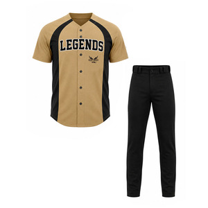 Uniformes de béisbol sublimados, conjunto de uniforme de béisbol para hombre, dorado y negro, que absorbe la humedad, corte regular, para todas las temporadas. - Product Image 1