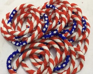 New Arrival Mix Red <b>Crystal</b> & Lampwork Glass <b>Beads</b> Roll Bracelet with Flexible Length and Crochet Flowers Pattern - Product Image 5