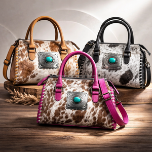 กระเป๋าเดินทางหนังวัวแท้ลายตะวันตกแบบมีหูหิ้ว รุ่น Speedy Duffel Bag ประดับ Concho สำหรับงาน March Expo 2026 ลายพรีเมียม เหมาะสำหรับผู้หญิง - Product Image 5