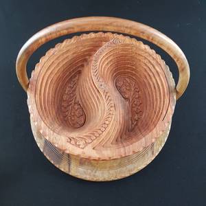 Affordable Handmade Wooden Fruit <b>Basket</b> with Decorative Handle for Kitchen Countertop, Dining <b>Table</b> and Home Display - Product Image 3
