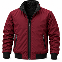 Blouson bomber réversible pour homme, col montant, logo sur le devant, coupe-vent, décontracté, léger, fermeture éclair intégrale, hiver, polyester/coton