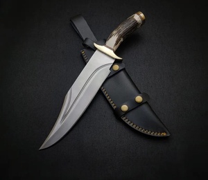 Couteau de chasse Bowie artisanal A&M ENTERPRISES, lame en acier Damas, manche en corne de cerf, épaisseur de lame personnalisable, OEM, pour l'extérieur - Product Image 2