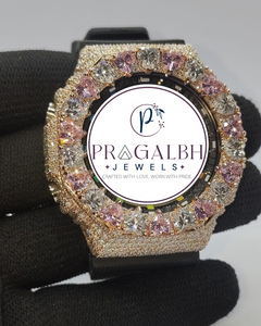 Reloj Pragalbh Jewels Iced Out Bust Down con Diamantes, Bisel de Moissanita de Lujo, Correa de Acero Inoxidable y Caucho, Reloj Hip Hop para Hombre - Product Image 5