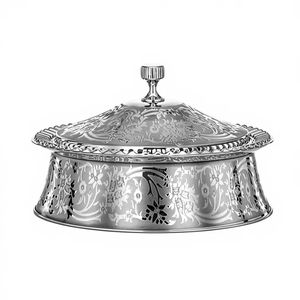 Lot de 2 bols de service de luxe noirs à motif floral avec couvercle en forme de dôme pour le Ramadan, décoration islamique de l'Aïd, pour bonbons, chocolats et noix - Product Image 3