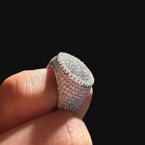 Moissanite Diamond Mens <b>Ring</b> Iced Out Upside Down <b>Set</b> 925 Sterling <b>Silver</b> Bustdown Signet <b>Ring</b> Hip Hop Bling Jewelry for Gifts - Product Image 6