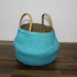Panier de rangement pliable en feuille de palmier écologique tendance, pot de fleurs turquoise - Product Image 4