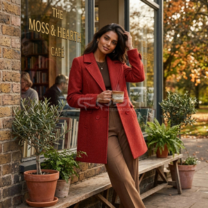 Cosh International Greek Apparel Custom Logo Delta Sigma Women <b>Red</b> <b>Wool</b> Blend Double Breasted Blazer With Notched Collar - Product Image 6