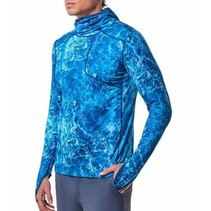 Men's Long Sleeve Blue Tie-Dye Waterproof Quick Dry UPF 50 Pullover Fishing Shirt 100% Polyester Outdoor Top - Product Image 1