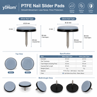 Glissières de chaise en PTFE de 20 mm à fixer sur les pieds de chaise en bois et pour sols durs
