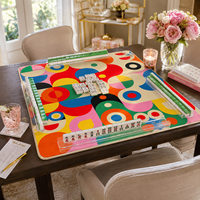 Tapis de Mahjong Américain Pliable en Néoprène Géométrique Rétro Coloré Personnalisé 33 Pouces 3mm Design Original pour Table de Jeu de Poker Vente en Gros