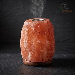 Lámpara Difusora de Aceite Aromático de Sal del Himalaya Natural, Quemador de Aceite Esencial Hecho a Mano, Luz Nocturna con Base de Madera para Spa - Product Image 4
