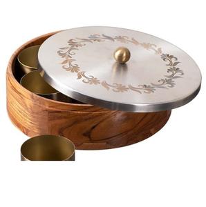 Boîte à épices en bois artisanale imprimée avec plusieurs compartiments pour l'organisation de la cuisine, boîte à épices en bois écologique - Product Image 4