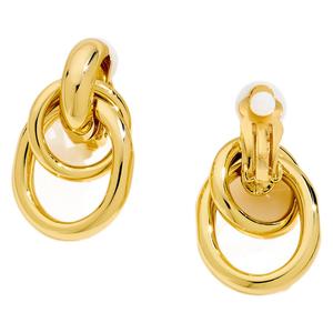 Boucles d'oreilles tendance à clipser avec placage or cuivre, cristaux et strass pour femmes - Product Image 1