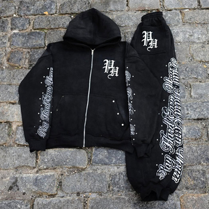 Sudadera Unisex de Invierno con Cierre, Estampado de Seda en Toda la Superficie, Estilo Urbano, 100% Algodón Felpa, Hecho en Pakistán, Moda 2027 - Product Image 3