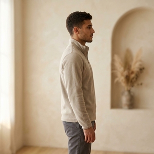Vente en gros de sweat-shirts pour hommes en coton 100% tricoté, respirants, thermiques, à col rond, à manches longues, pour l'hiver - Product Image 5