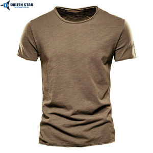 เสื้อยืดถักทรงเข้ารูปคอกลมแขนสั้นสีกรมท่าสำหรับผู้ชาย - Product Image 5