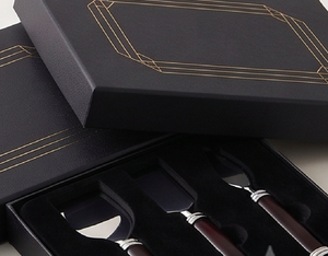 Stainless Steel <b>Cheese</b> <b>Knife</b> <b>Set</b> Of 3 With Black Leather Handles Durable Cutlery For <b>Cheese</b> Serving Use And Hotel Use - Product Image 5