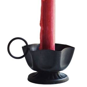 Porte-bougie en métal de style saisi à la main Porte-bougie conique en fer noir mat avec dessus de table - Product Image 1