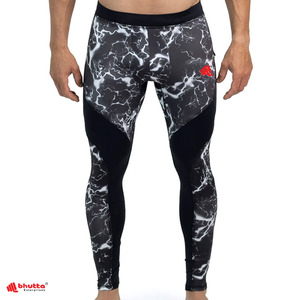 Leggings de compression pour hommes avec imprimé éclair, pantalon de sport ajusté pour la gym et le fitness, motif grondant, poche latérale, taille élastique - Product Image 1