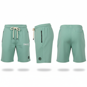 <b>Men's</b> Mint <b>Green</b> Drawstring Bermuda <b>Shorts</b> With Pockets Casual Jogger Style Breathable Cotton Fabric Mid Waist Design - Product Image 1