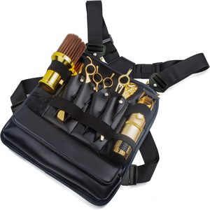 Sac de barbier professionnel pour barbiers, sac à ciseaux en cuir PU pour coiffeur avec compartiments organisés, sangles réglables, résistant à l'eau - Product Image 2
