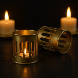 Portavelas Votivas de Ramadán, de Aluminio Perforado en Tono Latón, 8cm, Decoración de Mesa para Eid, Venta al por Mayor - Product Image 3
