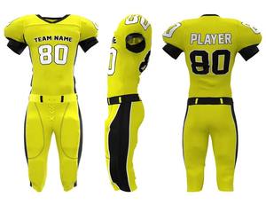 Custom American Football Uniform <b>Padded</b> Jersey <b>Pants</b> Set Boys Sublimation Teamwear Short Front Yellow Black Sportswear Wholesale - Product Image 1
