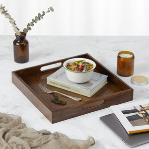 <b>Top</b> Trending Dark Brown Mango <b>Wood</b> Square Decorative Tray <b>Solid</b> <b>Wood</b> Serving Tray Minimal Design For Kitchen Coffee <b>Table</b> & Home - Product Image 2