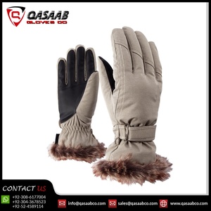 New Style Fashion Winter Snowboard Thermal-Insulation Windproof Full Finger Mittens Sports Skiing <b>Leather</b> Gloves With Fur-<b>Cuffs</b> - Product Image 2