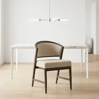 Chaise de salle à manger Anne, écologique, réglable, style mid-century modern, rembourrée, structure en bois, assise en coton, ton beige, design de mobilier pour la maison