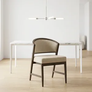 Chaise de salle à manger Anne, écologique, réglable, style mid-century modern, rembourrée, structure en bois, assise en coton, ton beige, design de mobilier pour la maison - Product Image 2